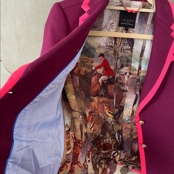Ted Baker fuchsia blazer, lined, and elbow patches - Picture 2 of 5